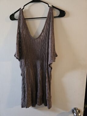 Vanity Taupe Textured Sleeveless Scoop Neck Top
